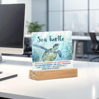 Sea Turtle Decor Desk Acrylic Sign 4x4 inch, Turtle Gifts for Women Men Coworkers, Beach Decorations for Home Bedroom Bathroom, Motivational Gifts Table Cubicle Decor and Accessories