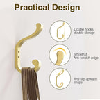 Gold Wall Hooks for Hanging Coats: Metal Mount - Large Heavy Duty (30 Lb) - Screw In - Mudroom for Clothes, Backpack, Purse, Bathroom Towel, 6 Pack