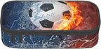 SNAPMADE Soccer Pencil Case for Boys Teens Men, Sports Pencil Box with Soccer Balls Pattern, Large Capacity Durable Pencil Pouch Storage Pen Bag Organizer Stationery for Adults Work Office