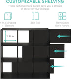 Best Choice Products 9-Cube Storage Organizer, 11in Shelf Opening, Bookcase, Display Shelf, Customizable w/ 3 Removable Back Panels - Black