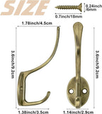Homanu 14 Pack Coat Hooks Wall Mounted with 28 Screws, Heavy Duty Antique Brass Towel Hooks Metal Double Hooks, No Rust Retro Rustic Wall Hooks for Hanging Towel, Coat, Scarf, Bag, Hat, Cup, Key
