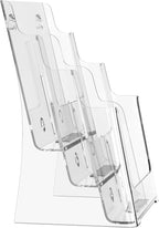 zavekia 3 Tier Acrylic Brochure Holder 8.5 x 11 inch, Clear Literature Organizer Magazine Stand with Removable Divider for 4 x 9 inch Brochures,Magazine Holder,Flyer Holder