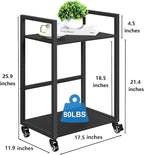 SEHERTIWY 2 Tier Computer Tower Stand, Black CPU Holder Cart with Rolling Caster Wheels, Mobile PC Tower Stand for Office Home Studio