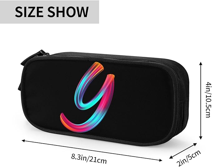 Pazacon Cute Initial Pencil Case for Kids Students, Large Capacity Pencil Pouch for Boys Girls, Letter Design Pencil Box Pen Bag Office Stationery Organizer, Rainbow Letter Y