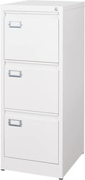 BYNSOE 3 Drawer File Cabinet with Lock Metal Vertical File Storage Cabinet Office Home Steel Vertical File Cabinet for A4 Legal/Letter Size Narrow File Cabinet Locked,Assembly Required