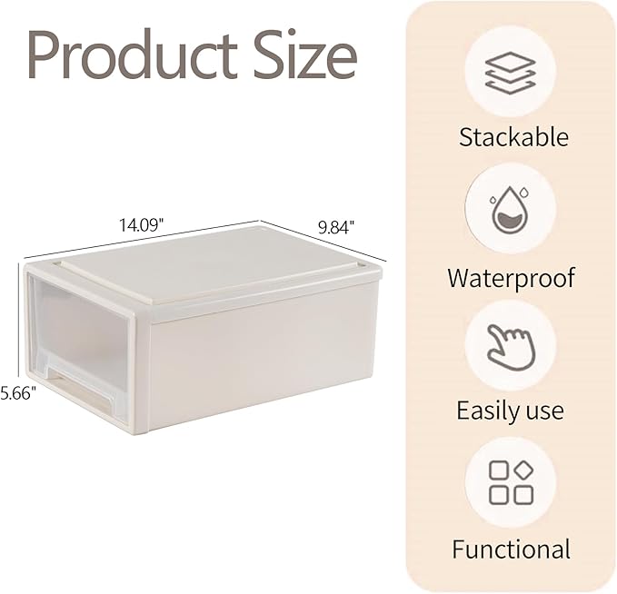 Buyitt 12 Quart Desktop Drawer Storage Unit, Plastic Stackable Storage Drawer, 4 Pack