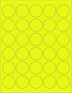 NextDayLabels - 8-1/2 x 11 Neon Color High Light Fluorescent Labels for Laser & Inkjet Printer (Yellow Fluorescent, 1.5" Round - 30 Per Page | 3000 Labels)