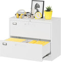Fesbos Lateral File Cabinet with Lock, 2 Drawer Large Metal Filing Cabinet,Home Office Lockable Storage Cabinet for Hanging Files Letter/Legal/F4/A4 Size-Assembly Required