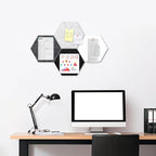 Uoisaiko 12" Large Bulletin Board with 15 Push Pins, Pack of 4 Hexagon Felt Pin Board Notice Boards for Home Office, Felt Wall Tiles for Photos Memos (Black Grey)