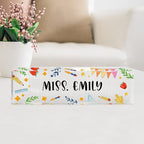 Teacher Office Desk Name Plate Personalized, Custom Name Plates for Desks, Teachers Office Desk Decor, Clear Acrylic Glass Block, Personalized Office Gifts for Teachers Laywers, Appreciation Gifts