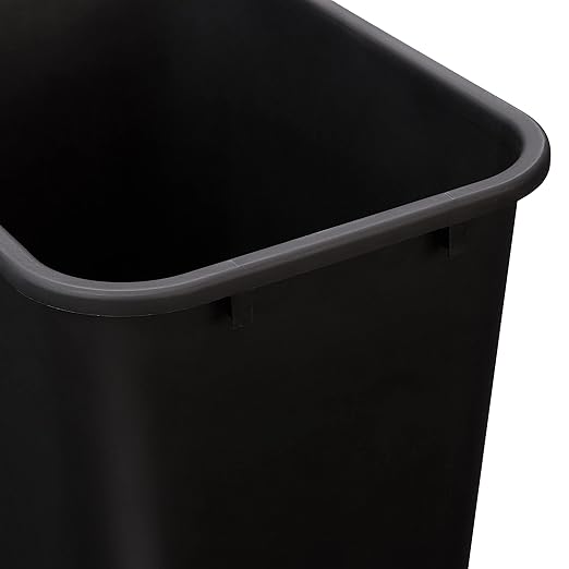 Amazon Basics Trash Can, Rectangular Commercial Office Wastebasket, 10 Gallon (Pack Of 2), Black