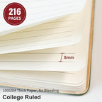 TSFPapier Lined Journal Notebook for Work College Ruled Note Book 5.79"x8.27" A5 PU Leather Daily Journaling 216 Pages for Women Men Writing Home School Supplies Business (BlackRed)
