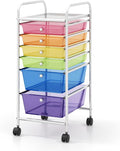 RELAX4LIFE 6-Drawer Rolling Storage Cart - Classroom Organization on Wheels w/Removable Plastic Drawers, Mobile Art Craft Cart for School Paper Home Office, Utility Cart with Drawers (Color)
