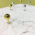 JAM PAPER Colorful Push Pins - Round Head Map Thumb Tacks - Gold Pushpins - 2 Packs of 100
