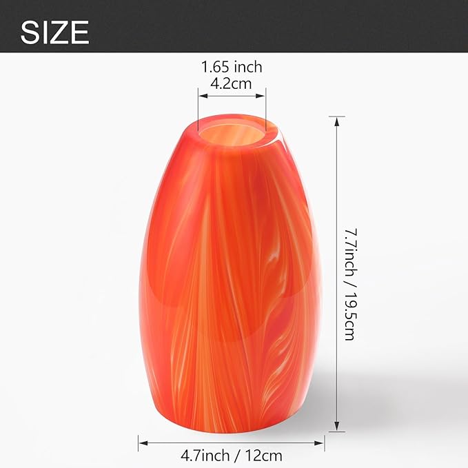 Fixture Replacement Globe Shade,Lampshade for E26 Base 1-5/8 Inch Fitter, Color Art Glass Oval Lampshade Cover for Pendant Kitchen Wall Sconce Chandelier Vanity Light (1, Orange)