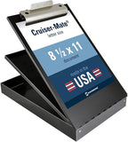 Saunders Metal Clipboard with Storage, Black Dual Layer Nursing Clipboard Folio, Letter Size Paper Organizer, Steel Clip with Self Locking Latch, Form Holder for Office, School & Work - Made in USA