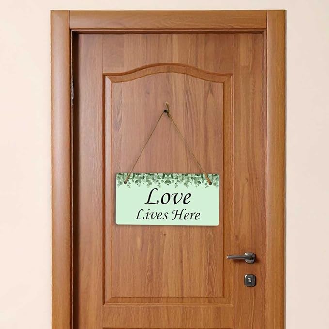 Signs ByLITA Eucalyptus Greenery Personalized Hanging Wall or Door Sign (5 x 10") | Custom Signage for Your Home & Business