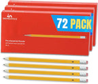 1InTheOffice Pre Sharpened Pencils #2, Pencils with Eraser, 2 HB, Wood-Cased, Black Lead, Yellow Barrel (72)