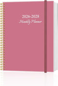 2026-2028 Monthly Planner, Three Years Calendar from January 2026 - December 2028 with Spiral Binding, Inner Pocket, Elastic Closure, 38 Month Planner for Home | School | Office, 8.5" x 11", Pink
