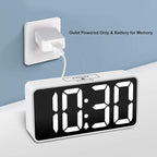 DreamSky Small Digital Alarm Clock for Bedroom, Large Big Numbers Display with Brightness Dimmer, Electric Bedside Desk Clock with USB Charging Port, Adjustable Alarm Volume, USB-C Adapter Powered