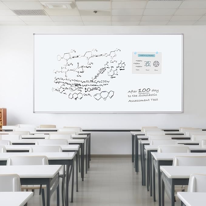 Large Dry Erase Board 96 x 48 Inch, maxtek Magnetic White Board Dry Erase for Wall 8' x 4' Wall-Mounted Aluminum Frame Presentation Marker Board with a Long Pen Tray for Classroom, Office & Home