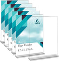 EHWINE 6 Pack Acrylic Sign Holders - 8.5 x 11, Double-Sided Stand Up Table Top Sign Holders, Clear Acrylic Picture Frame Menu Flyer Paper Display Stand for Office Business Store Wedding Party