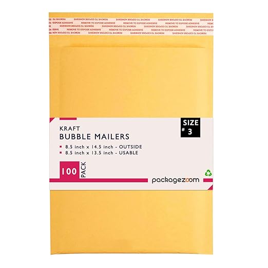 8.5x14.5 inches Kraft Bubble Mailer Self Seal Bubble Shipping Envelopes 100 Pack Padded Envelopes Thick Mailers Packaging for Small Business #3