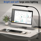 Hand-Wave LED Desk Lamp with Clamp, Touchless On/Off, Color Temperature Adjustable 3000K-6500K, Flicker-Free Eye-Caring Reading Light, Clip-On Desk Light for Home Office/Study/Monitor/Desk (110V)