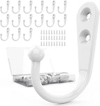 ZAYBOD 15-Pack Coat Hooks with 30 Screws | Heavy Duty Wall Mounted Hooks for Robe, Backpack, Keys & Entryway Storage | Multi-Use Hanging Hardware (White)