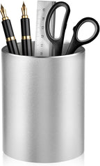 Dopaka Pen Holder Pencil Holder for Desk, Metal desk pen holder, Makeup Brush Holder, pencil cup, pen organizer for desk, for Office, School, Home, and Kids 3.9×3.14inch（Silver）