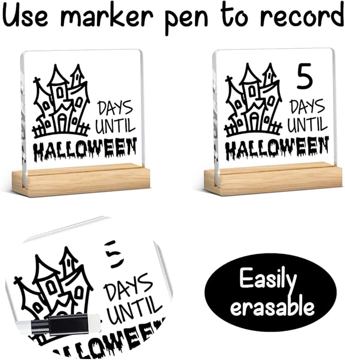 Halloween Countdown Acrylic Sign, Funny Halloween Countdown Advent Decorations for Home Office, Funny Spooky Season Holiday Gifts A 08