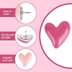 30pcs Heart Push Pins, Decorative Push Pin Pink Cute for Bulletin Fun Push Pins Thumb Tacks Decorative for Photo Wall, Feature Wall,Map, Bulletin Board, Office or Home