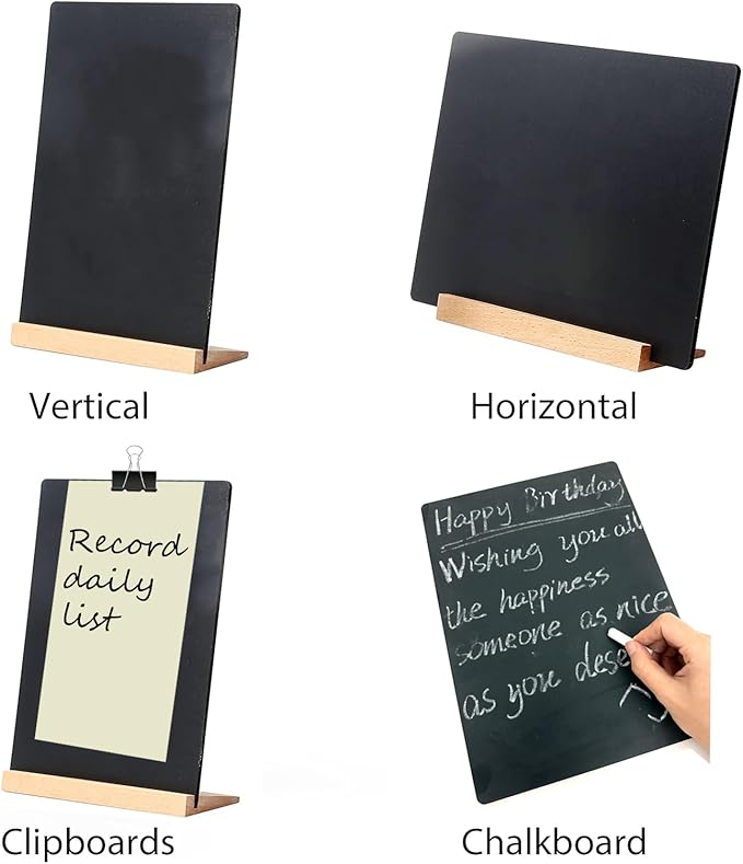 NEWNEWSHOW 8.7x12 Inch Tabletop Chalkboard with Wood Holder 1 Pack