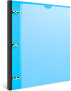 INFUN 1 Inch Telescoping 3 Ring Binder - 1PCS,Flexible Round Binder with Customizable Front Cover and Clear Catalog Pocket, 1 Inch Rings, 225 Sheet Capacity-Blue