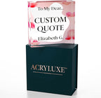 Personalized Gifts, Custom Quote Block Letter Board,Crystal-Clear Acrylic With Gift Box,17 Styles, Holiday and Christmas Gift for Mom, Dad, Girlfriend, Him or Her, Husband, Wife (4"x4, Pink Petals)