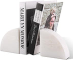 Karibiber Marble Bookend for Shelves, Non-Skid Bookends for Heavy Books, Heavy Duty Book Stopper for CDs, Luxury Book Shelf Holder, Quarter Circle Design Book Ends Decorative, Namib Fantasy, Set of 2