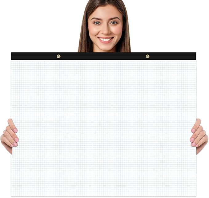 Yaridar Large Engineering Graph Paper - 22" x 17" Grid Paper Notepad, 4"x4" Blue Grid 50 Sheets/100 Pages Paper for Engineer Architect Designer Mathematician Draftsman