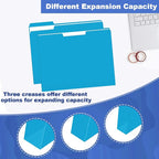File Folder, HERKKA 120 Pack 1/3 Cut Tab File Folders, File Folders Great for Organizing and Filing, Letter Size, Light Blue