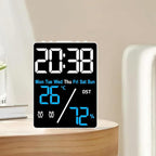 Kytree Digital Room Thermometer Hygrometer Alarm Clock, 5.9 inch Desktop Accurate Humidity Temperature Monitor Meter for Indoor Outdoor Kitchen Office Bedroom Livingroom (Battery Not Included)