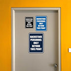Portrait Round Backstage Personnel Only Beyond This Point Door or Wall Sign Easy Installation | Music | Concert | Festivals Sign (Brushed Silver) - Medium