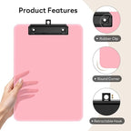 Zoenley A4 Plastic Clipboard Set of 12, Pink 12.5 x 9 Letter Size for Classroom, Students, Teacher, Nurse, A4 Clear 8.5 x 11 Clip Board with Low Profile Black Clip, Office & School Supplies