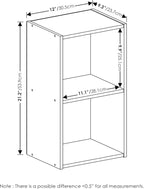 Furinno PASIR Book Shelf, 2-Tier Modern Bookshelf, Open Shelves Bookcase 9 x 12 x 21, for Living Room, Bedroom, Home Office, Blackwood