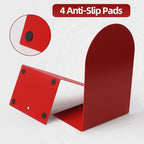 Lulonpon 8 Pieces Book Ends, Bookends, Books Stand, Metal Bookend for Shelves, Red Book Ends for School, Library, Desktop Organizer