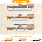 SUREUP9 No Drill Under Desk Cable Management Tray, 28" Cord Organizer with Clamp, Fabric Cable Management for Standing Desks, Ideal for Home & Office - White