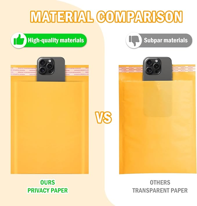 40 Pack Kraft Bubble Mailers 8.5x11 Inch - Self-Seal Padded Shipping Envelopes, Lightweight, Shockproof, Crushproof, Ideal for Mailing Small Items, Fragile Items, Documents, and Samples