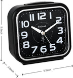 Tinload 5.5" Large Analog Alarm Clock Silent Non Ticking, Gentle Wake, Beep Sounds, Increasing Volume, Battery Operated Snooze and Manual Light, Easy Set, Black (Best for Elder)