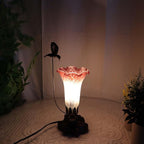 Bieye LS06 Lily Flower Blown Glass Lampshade (White Light Red, Opening I.D. 1.26" x O.D. 1.5")