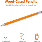 Amazon Basics Woodcased Classroom 2 Pencils with Erasers, Pre-sharpened, HB Lead, Value Pack of 30 count, Orange