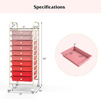 Giantex 10-Drawer Storage Cart w/Universal Wheel, Rolling Cart w/Handle, Home Organizer Storage Unit w/Removable Drawers, Trolley Utility Cart for Kitchen Makeup Living Room Office Play Room