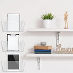 Tenceur 12 Pcs Plastic Single Pocket Wall Mount File Holder with Double Sided Adhesive Tape and Screws Wall File Hanging Folder Letter Paper Mail Organizer for Office Home Classroom (Clear)